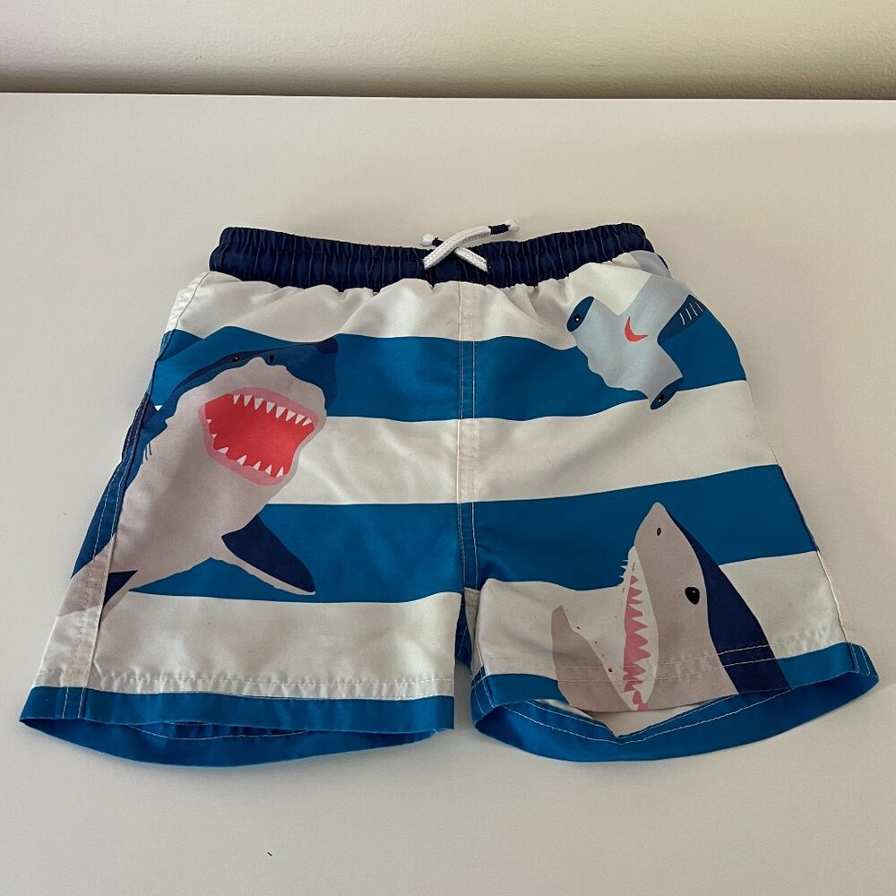 Mini Boden Sharks Swim Trunks | Size 2-3 T